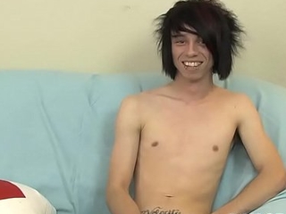 Emo twink pulling his sweet cock during sex interview
